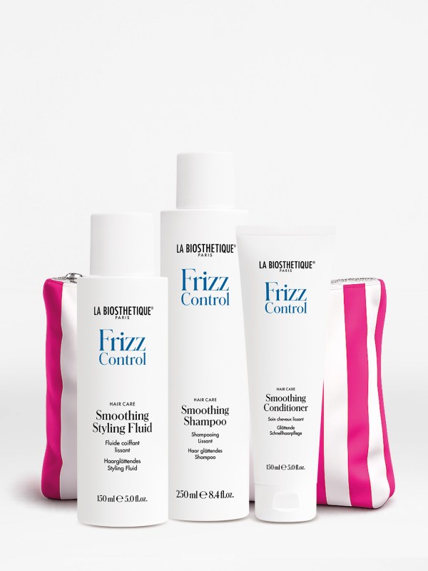 Frizz Control Essentials Set includes: Smoothing Shampoo + Smoothing Conditioner + Smoothing Styling Fluid 